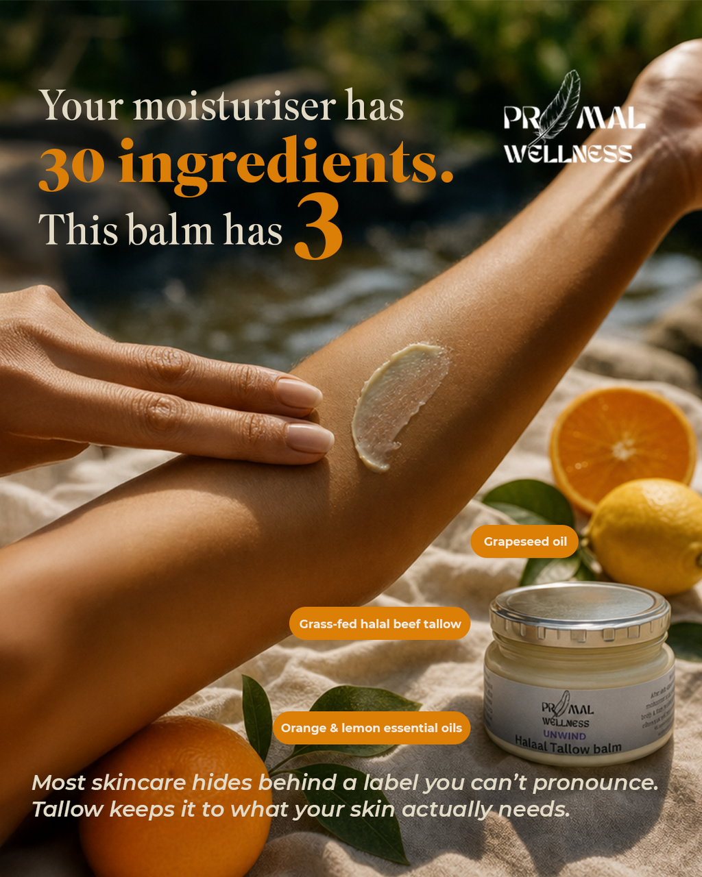 Grass-fed tallow skincare