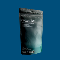 Crea-Blast premium pure creatine packaging on a blue background