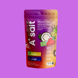 Salty A+ Salt product packaging on a purple background
